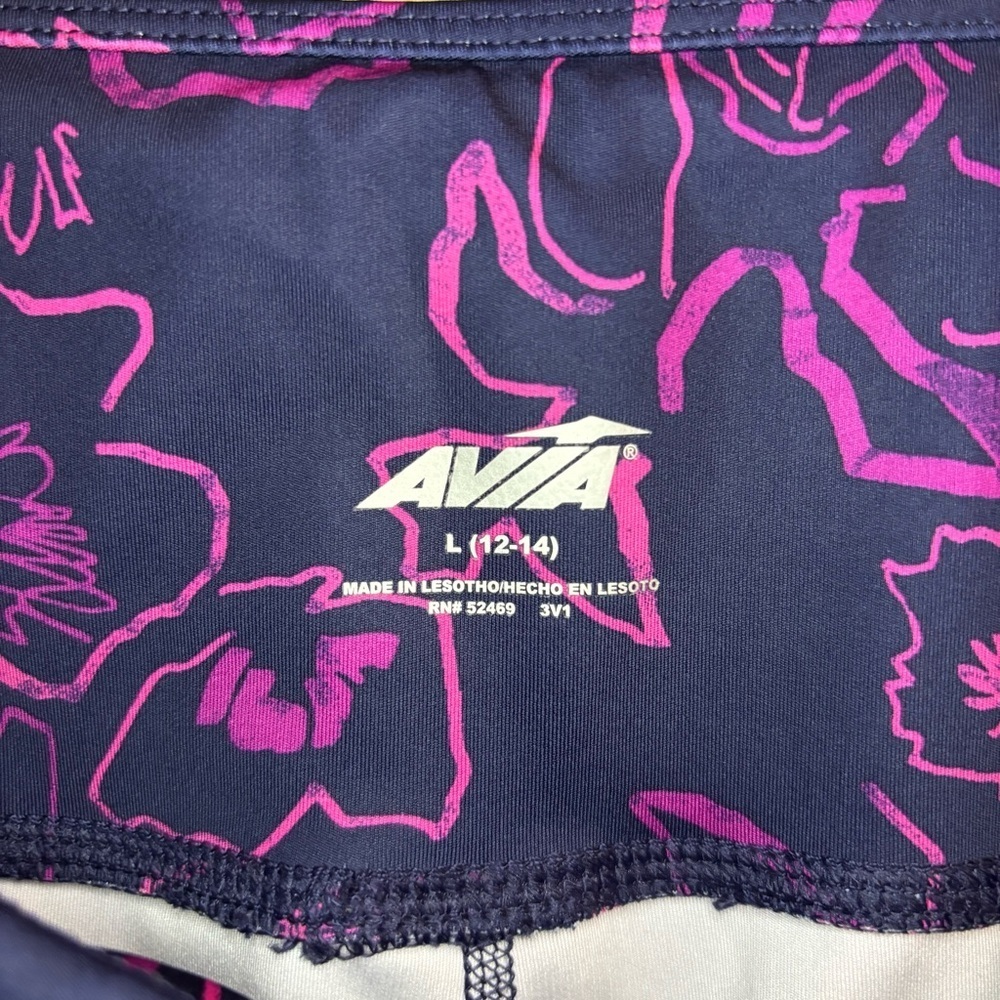AVIA Women’s High-Waisted Leggings – Pink & Navy Floral Size L - Picture 7 of 7